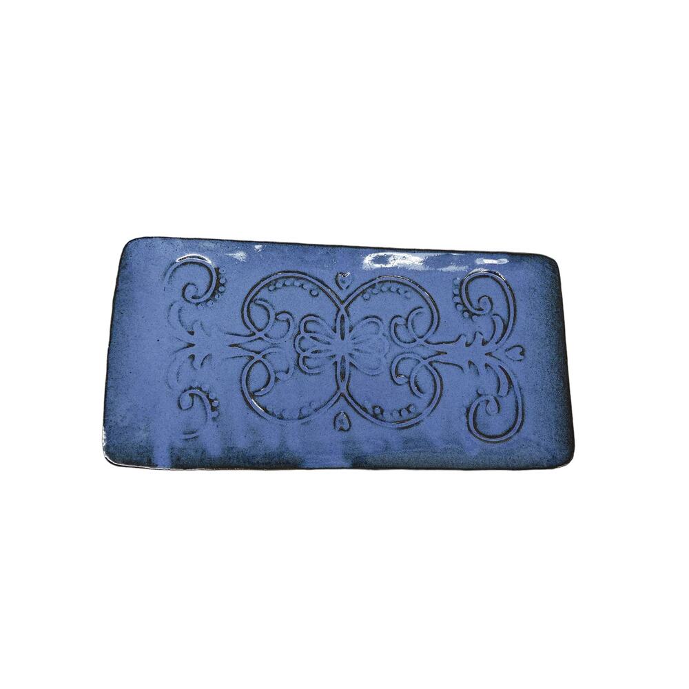 Lovely Blue Pottery Butterfly Design Tray 12.5" x 6.25"